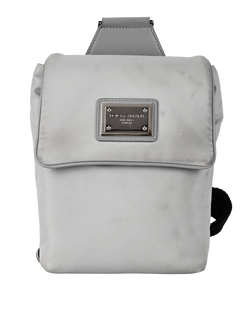 Logo Plaque Crossbody Belt Bag, Nylon, Grey, MII, DB, 2*